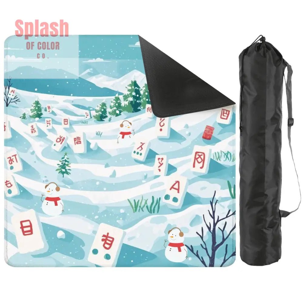 Mahjong Winter Wonderland Whimsical Snowboarding Mahj Game Mat - Splash of Color co.