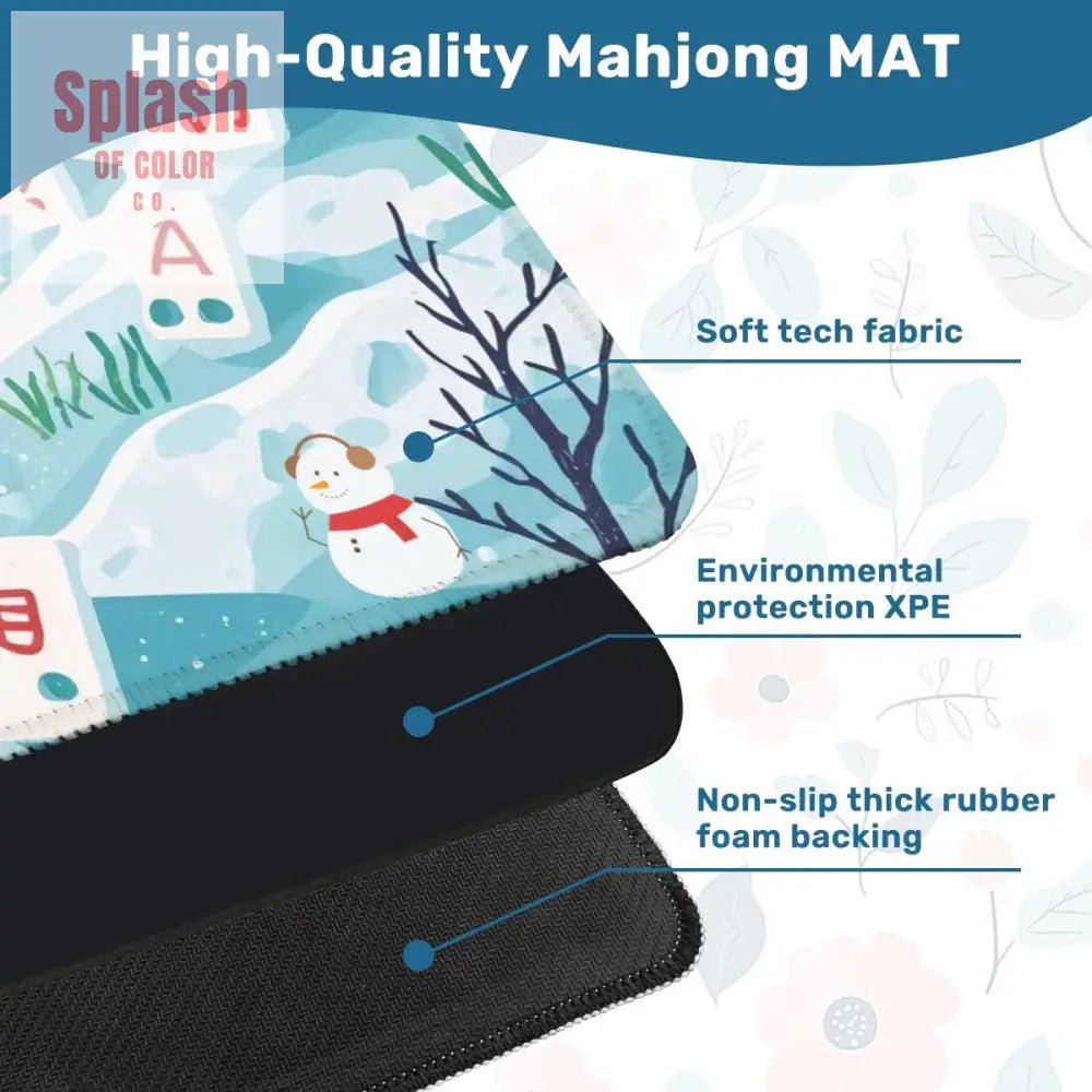 Mahjong Winter Wonderland Whimsical Snowboarding Mahj Game Mat - Splash of Color co.