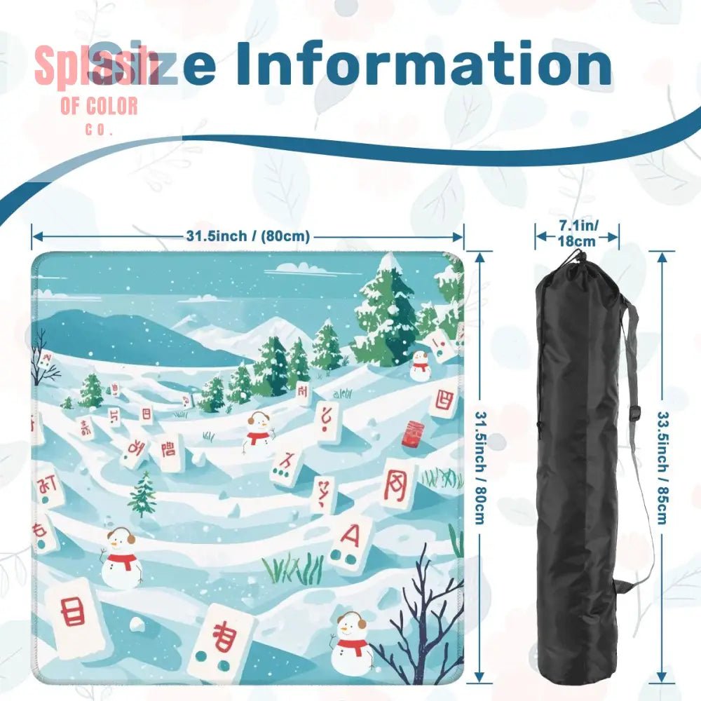 Mahjong Winter Wonderland Whimsical Snowboarding Mahj Game Mat - Splash of Color co.