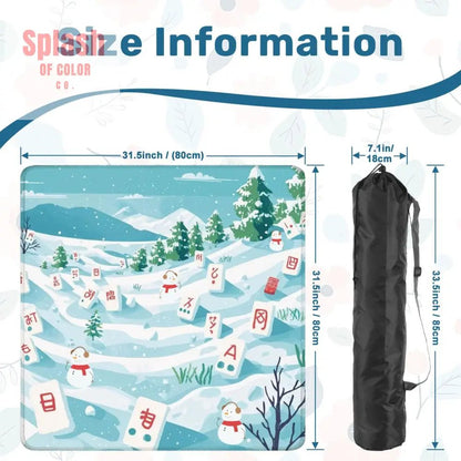 Mahjong Winter Wonderland Whimsical Snowboarding Mahj Game Mat - Splash of Color co.