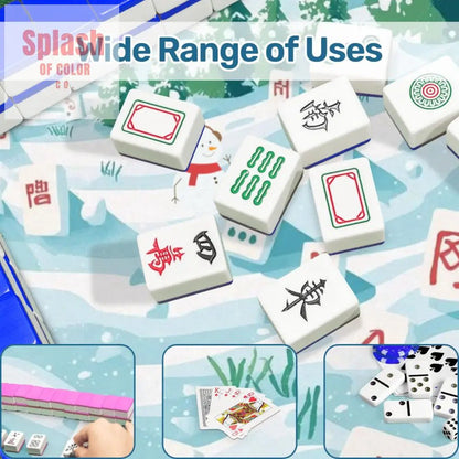 Mahjong Winter Wonderland Whimsical Snowboarding Mahj Game Mat - Splash of Color co.