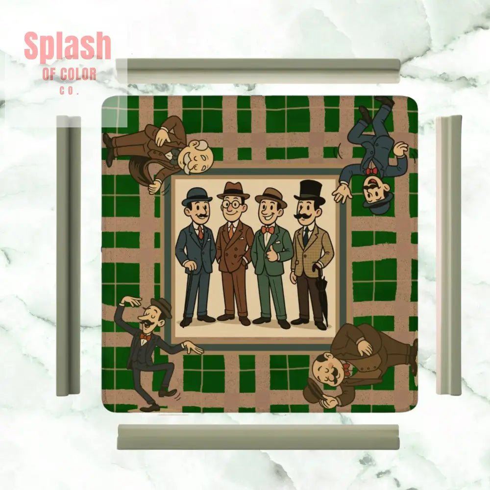 Manly Mahjong Mat Dapper Gents Green Brown Plaid Mahjong Mat - Splash of Color co.