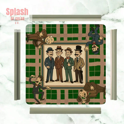 Manly Mahjong Mat Dapper Gents Green Brown Plaid Mahjong Mat - Splash of Color co.
