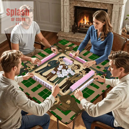 Manly Mahjong Mat Dapper Gents Green Brown Plaid Mahjong Mat - Splash of Color co.