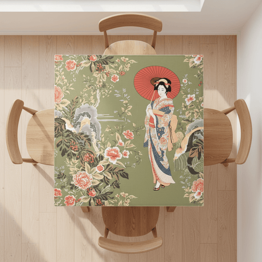 Japanese Floral Geisha Girl Mahjong Mat - Splash of Color Co.