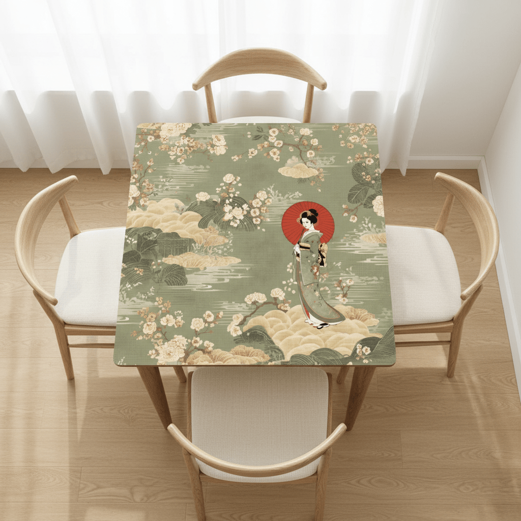 Giesha Girl Japanese Floral Mahjong Mat - Splash of Color Co.