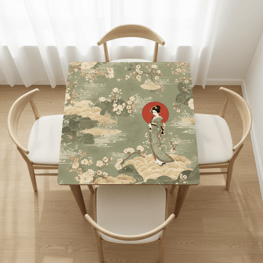 Giesha Girl Japanese Floral Mahjong Mat - Splash of Color Co.
