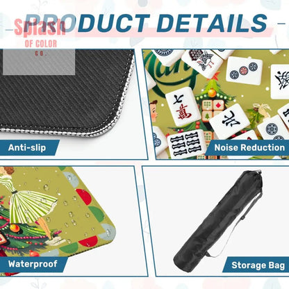 Merry Mahj Christmas Mahjong Mat Whimsical Tile Tree Nostalgic Vintage Ladies Holiday Mat - Splash of Color co.