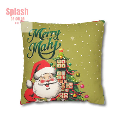 Merry Mahj Mahjong Christmas Festive Pillowcase Whimsical Holiday Accent Pillowcase 16’’ × 16’’ Home Decor