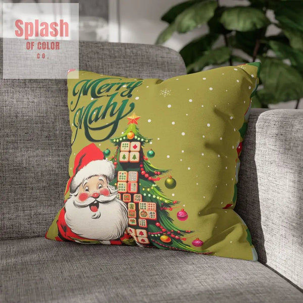 Merry Mahj Mahjong Christmas Festive Pillowcase, Whimsical Holiday Accent Pillowcase - Splash of Color co.