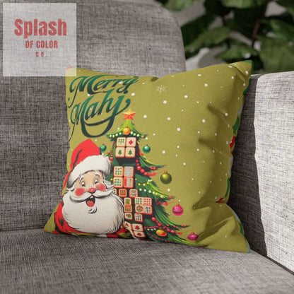 Merry Mahj Mahjong Christmas Festive Pillowcase Whimsical Holiday Accent Pillowcase Home Decor