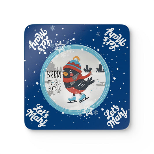 Merry Mahj Mahjong Christmas Winter-Themed Cork Coaster Set Cute Holiday Drink Coasters - Cork / 3.75’’ × 3.75’’