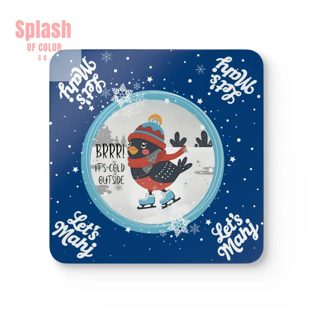 Merry Mahj Mahjong Christmas Winter-Themed Cork Coaster Set Cute Holiday Drink Coasters - Cork / 3.75’’ × 3.75’’