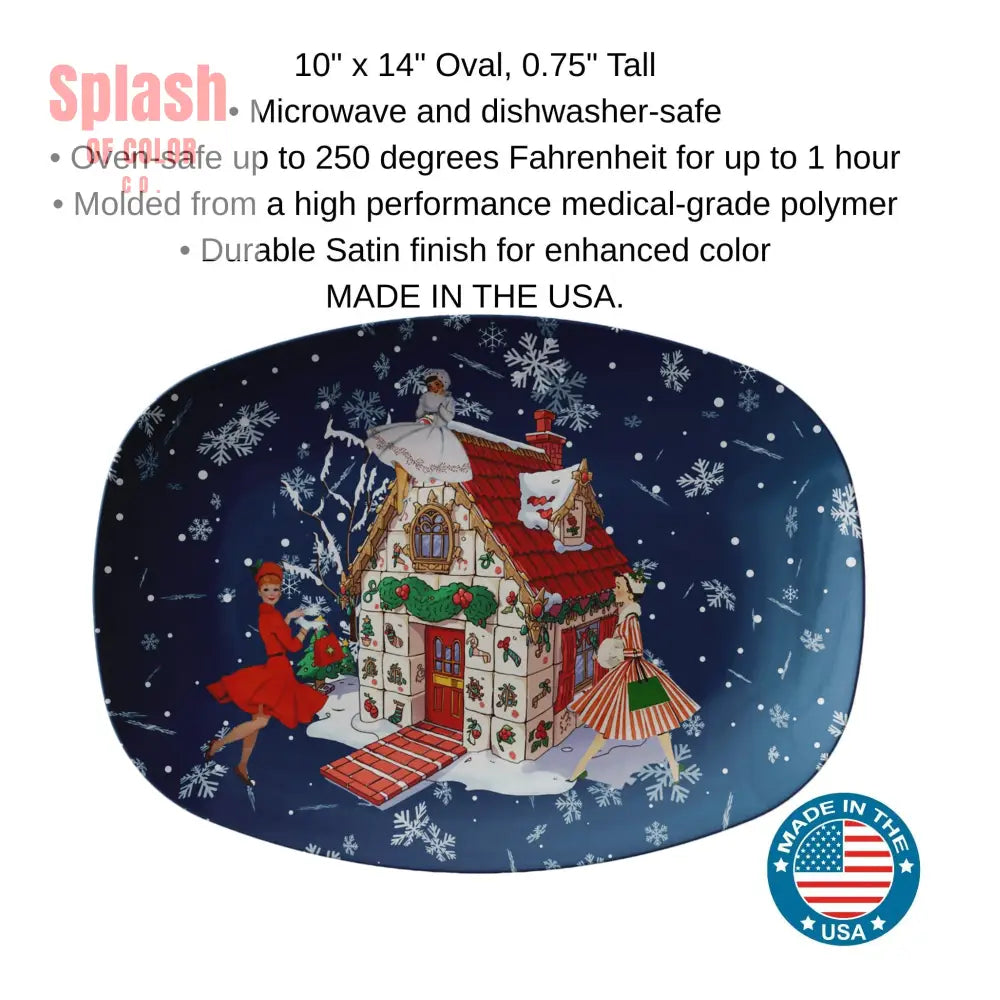Merry Mahj We Will Go Whimsical Heritage Vintage Ladies Mahjong Christmas Hosting Platter Kitchenware