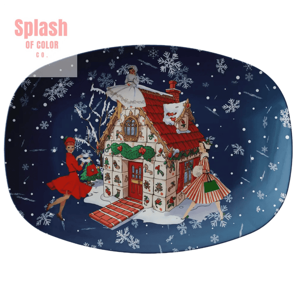 Merry Mahj We Will Go, Whimsical Heritage Vintage Ladies, Mahjong Christmas Hosting Platter - Splash of Color co.