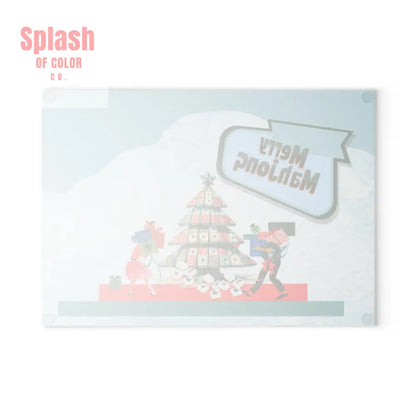 Merry Mahjong Christmas Festive Glass Cutting Chacuterie Board Holiday Mahjong Kitchen Decor Unique Holiday Gift - Home