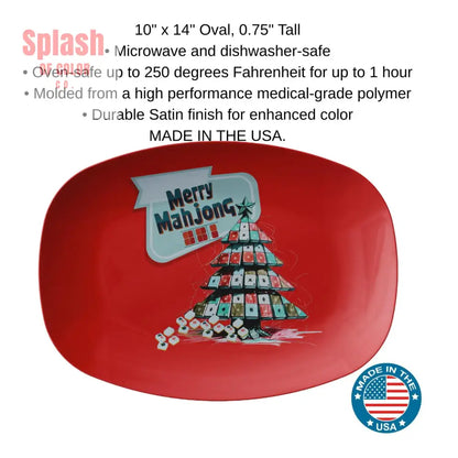 Merry Mahjong Christmas Platter Mahj Holiday Entertaing Tile Christmas Tree Tidings - Kitchenware