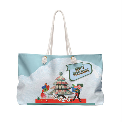 Merry Mahjong Christmas Tote For Tiles Shopping Or Weekender Bag Mahjong Lover Gift - 24’’ × 13’’ - Bags
