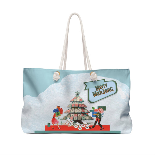 Merry Mahjong Christmas Tote For Tiles Shopping Or Weekender Bag Mahjong Lover Gift - 24’’ × 13’’ - Bags