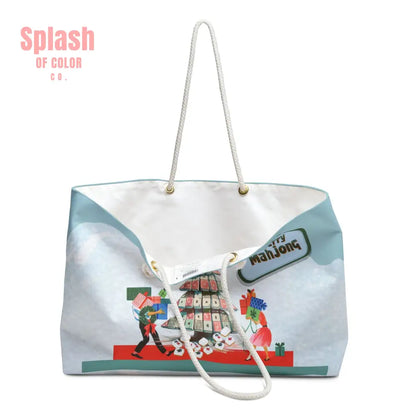 Merry Mahjong Christmas Tote For Tiles Shopping Or Weekender Bag Mahjong Lover Gift - 24’’ × 13’’ - Bags