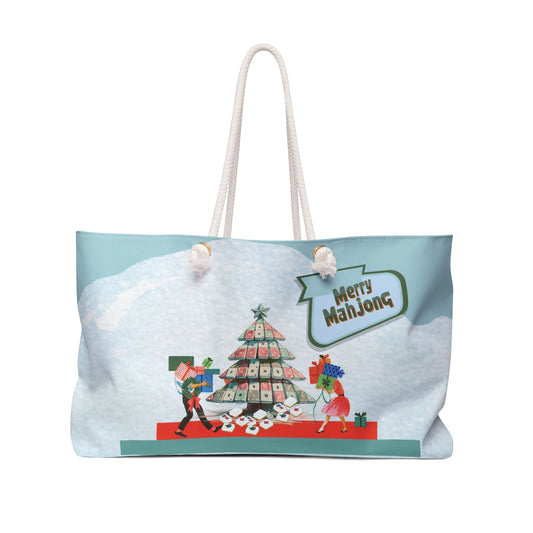 Merry Mahjong Christmas Tote For Tiles Shopping Or Weekender Bag Mahjong Lover Gift - 24’’ × 13’’ - Bags