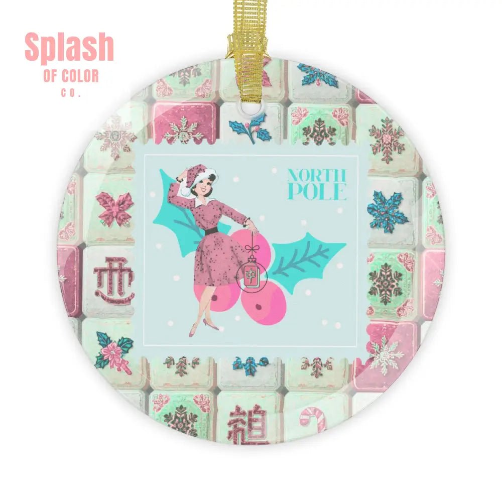 Merry Mahjong Christmas Vintage Nostalgic Flair Festive Glass Ornament - Splash of Color co.