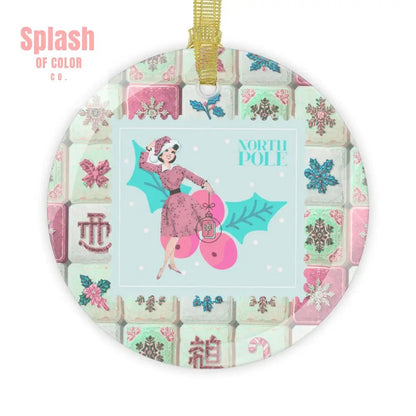 Merry Mahjong Christmas Vintage Nostalgic Flair Festive Glass Ornament - Splash of Color co.