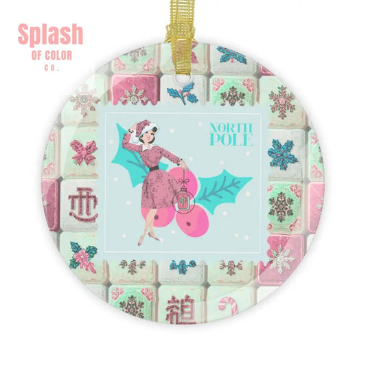Merry Mahjong Christmas Vintage Nostalgic Flair Festive Glass Ornament - Splash of Color co.