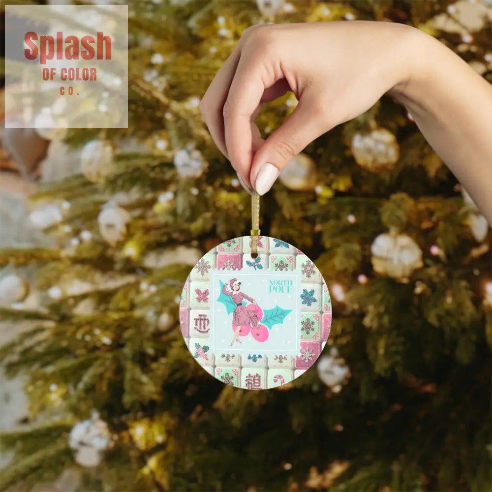 Merry Mahjong Christmas Vintage Nostalgic Flair Festive Glass Ornament - Splash of Color co.
