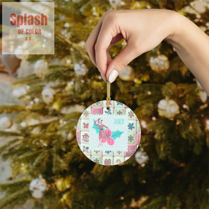 Merry Mahjong Christmas Vintage Nostalgic Flair Festive Glass Ornament - Splash of Color co.