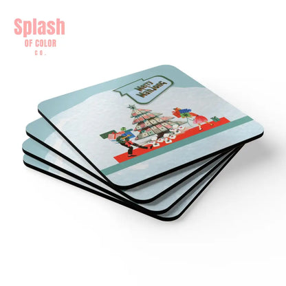 Merry Mahjong Coaster Set Festive Drink Coasters Holiday Table Decor Unique Gift Idea Corkwood Home Accessories - Cork