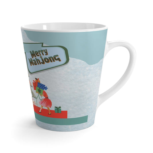 Merry Mahjong Festive Funny Christmas Latte Mug - Holiday Gift For Mahj Lovers - 12oz - Mug