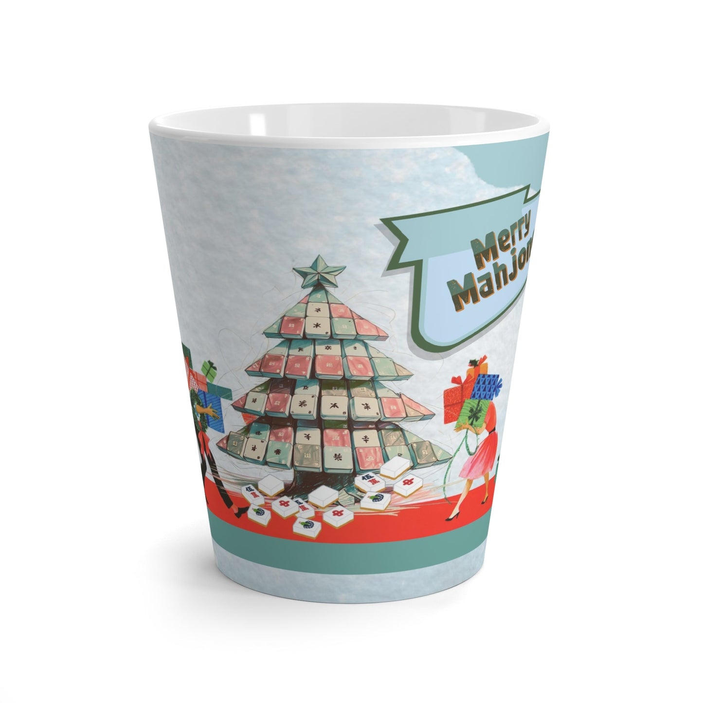 Merry Mahjong Festive Funny Christmas Latte Mug - Holiday Gift For Mahj Lovers - 12oz - Mug