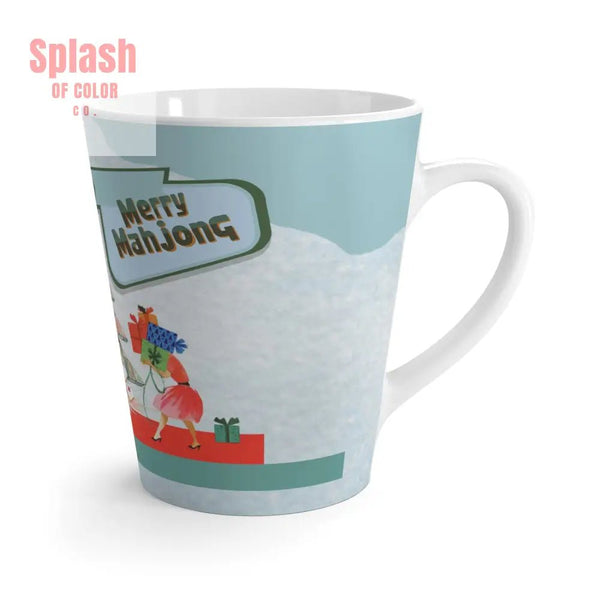 Merry Mahjong Festive Funny Christmas Latte Mug - Holiday Gift For Mahj Lovers - 12oz - Mug