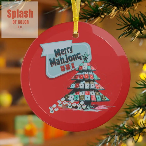 Merry Mahjong Glass Ornaments Festive Holiday Decor Jingling Christmas Gifts Unique Tree Decor Mahjong Themed