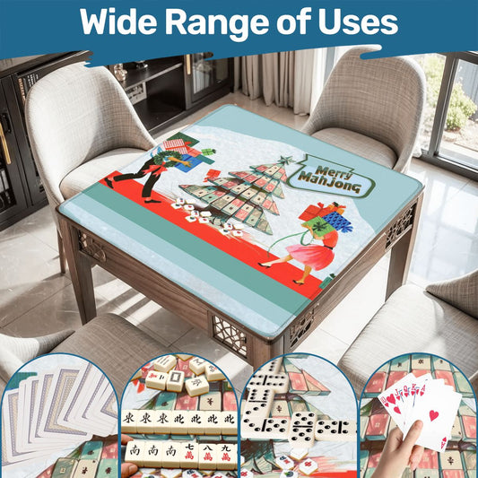 Merry Mahjong Mat Quirky Fun Modern Holiday Mahj Party Game Night Mat - 31.5’’x31.5’’ - Daily Accessories