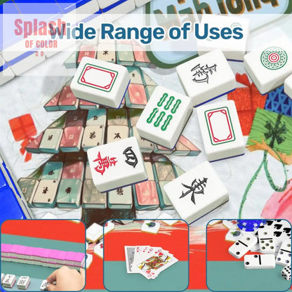 Merry Mahjong Mat Quirky Fun Modern Holiday Mahj Party Game Night Mat - 31.5’’x31.5’’ - Daily Accessories