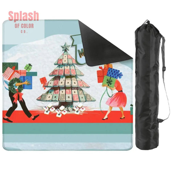 Merry Mahjong Mat Quirky Fun Modern Holiday Mahj Party Game Night Mat - 31.5’’x31.5’’ - Daily Accessories