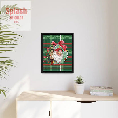 Merry Mahjong Plaid Christmas, Vintage Santa, Mahj Christmas Tree Framed Christmas Wall Art - Splash of Color co.