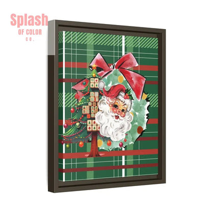 Merry Mahjong Plaid Christmas, Vintage Santa, Mahj Christmas Tree Framed Christmas Wall Art - Splash of Color co.