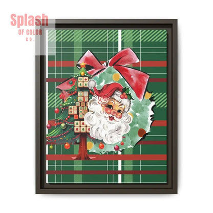 Merry Mahjong Plaid Christmas, Vintage Santa, Mahj Christmas Tree Framed Christmas Wall Art - Splash of Color co.
