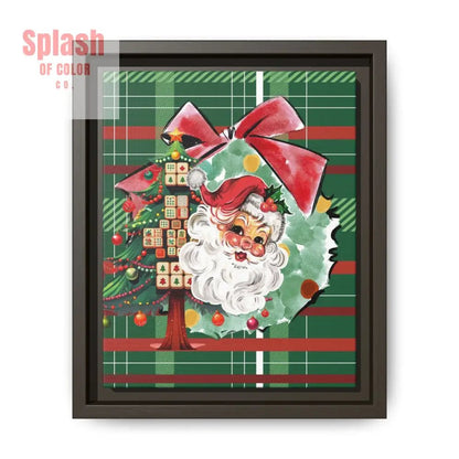 Merry Mahjong Plaid Christmas, Vintage Santa, Mahj Christmas Tree Framed Christmas Wall Art - Splash of Color co.