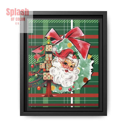 Merry Mahjong Plaid Christmas, Vintage Santa, Mahj Christmas Tree Framed Christmas Wall Art - Splash of Color co.
