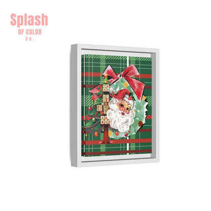 Merry Mahjong Plaid Christmas, Vintage Santa, Mahj Christmas Tree Framed Christmas Wall Art - Splash of Color co.