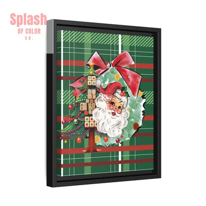 Merry Mahjong Plaid Christmas, Vintage Santa, Mahj Christmas Tree Framed Christmas Wall Art - Splash of Color co.