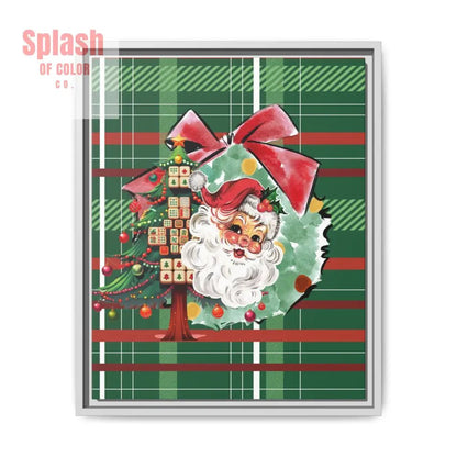 Merry Mahjong Plaid Christmas, Vintage Santa, Mahj Christmas Tree Framed Christmas Wall Art - Splash of Color co.