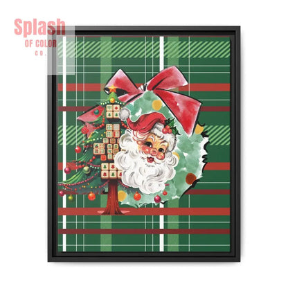 Merry Mahjong Plaid Christmas, Vintage Santa, Mahj Christmas Tree Framed Christmas Wall Art - Splash of Color co.