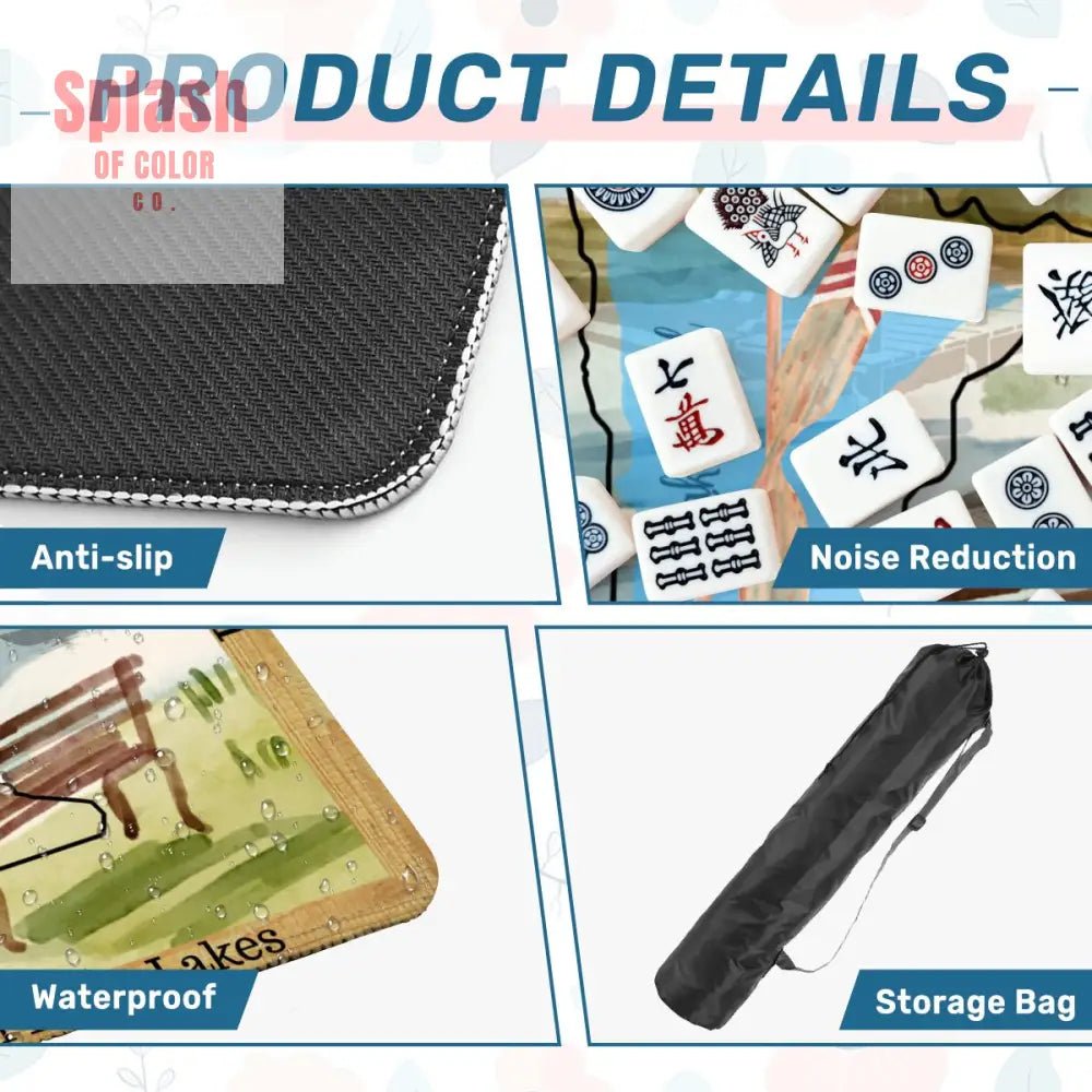 Minnesota State Love Mahjong Mat, Rustic Log Cabin, Mountain Lakes Fishing Life - Splash of Color co.