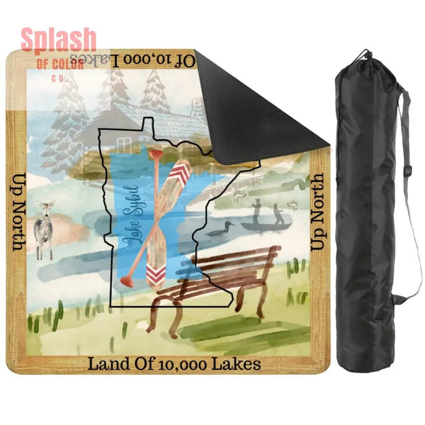 Minnesota State Love Mahjong Mat, Rustic Log Cabin, Mountain Lakes Fishing Life - Splash of Color co.