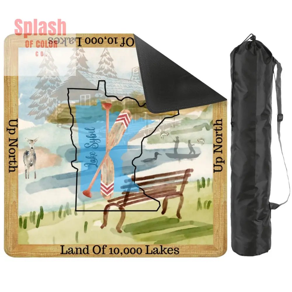 Minnesota State Love Mahjong Mat, Rustic Log Cabin, Mountain Lakes Fishing Life - Splash of Color co.